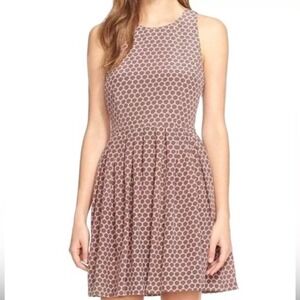 Joie Bernadine Silk Fit & Flare Pleated Keyhole Dress Storm Rose Small